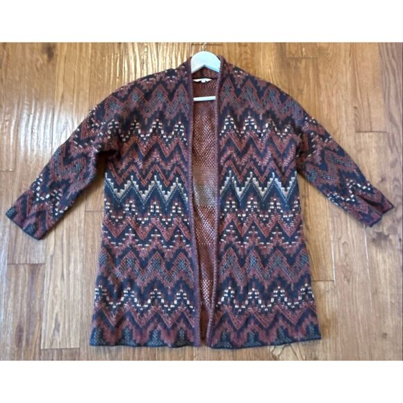 Lucky Brand wool blend chevron southwestern cardigan sweater large - Picture 10 of 12